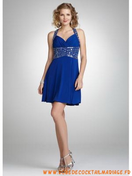 Robe de cocktail courte bleu