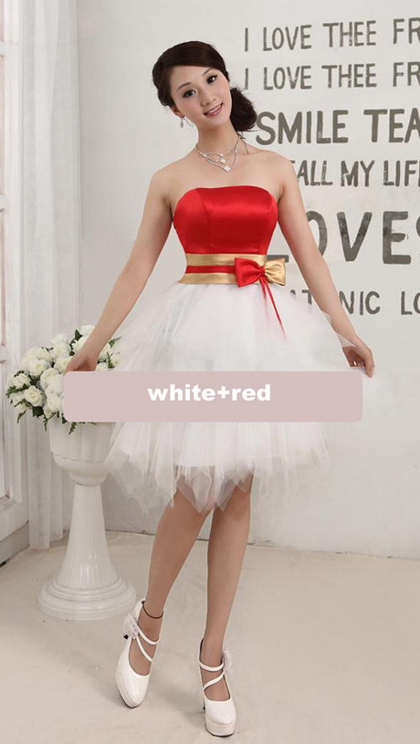 Robe de soirée rouge et blanc