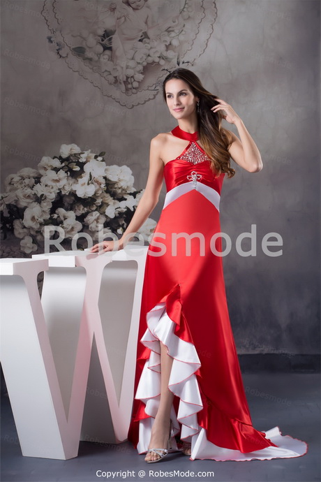 Robe de soirée rouge et blanc