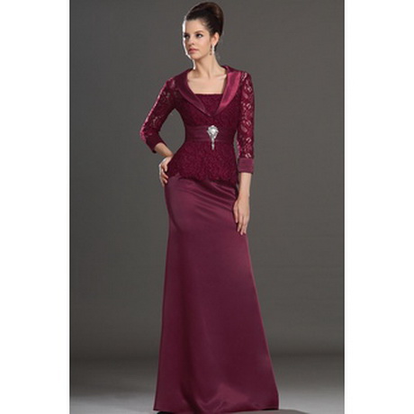 Robe de soirÃ©e cÃ©rÃ©monie longue satin et dentelle bordeau avec ...