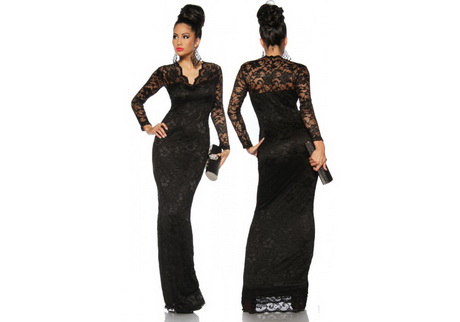 Robe dentelle noire longue