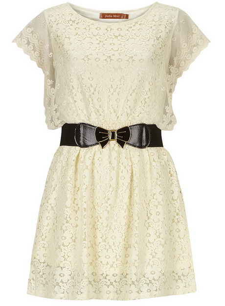 Robe en dentelle beige