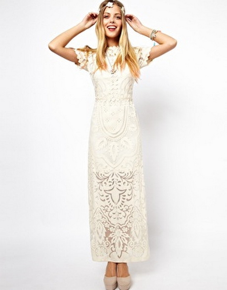 Robe longue blanche dentelle