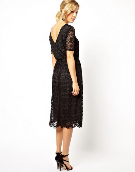 Robe mi-longue en dentelle et effet drapÃ© dans le dos u2013 Asos ...