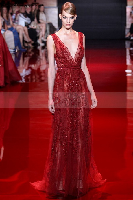 Robe de soirée dentelle rouge