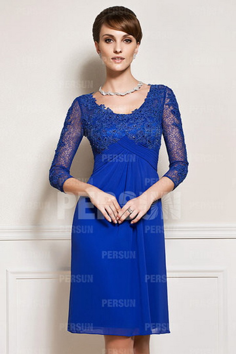 Robe dentelle bleu electrique