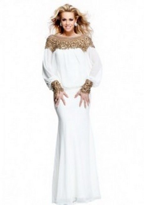 Robe longue blanche manche longue