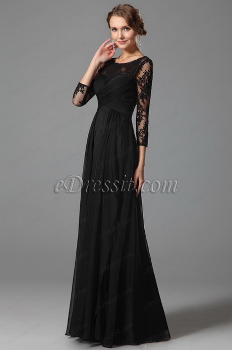 Robe noire longue dentelle