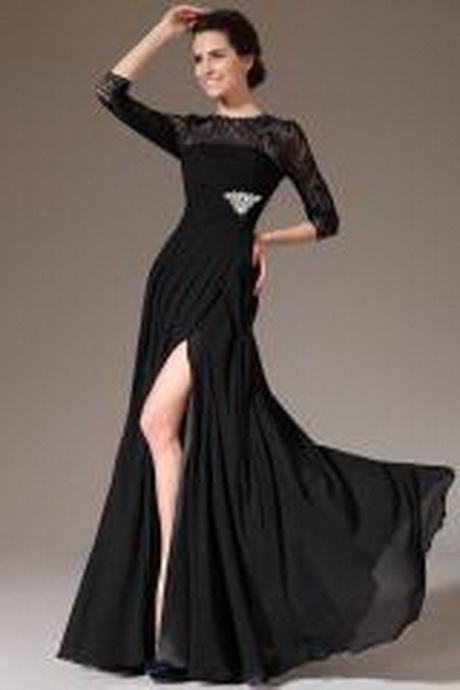 Robe noire longue dentelle