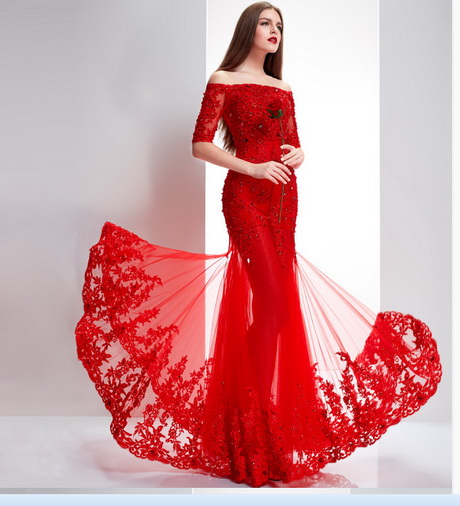 Robe soirée dentelle rouge