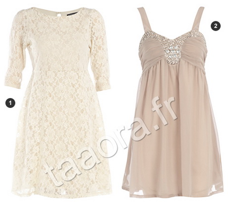 Robes dentelle beige