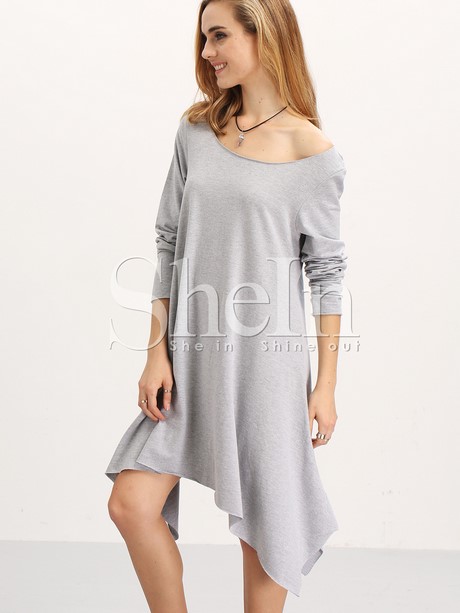 Robe asymétrique manche longue