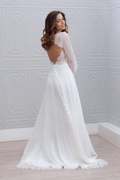 Robe blanche longue manche longue