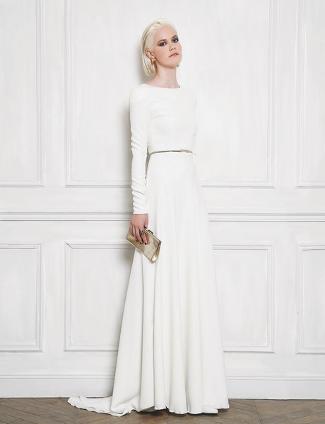 Robe blanche longue manche longue