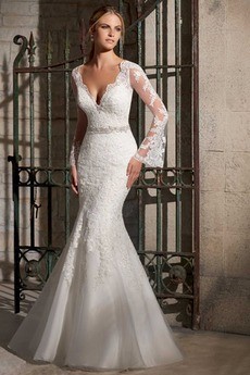 Robe de mariée dentelle manche longue