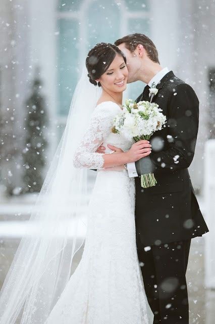 Robe de mariée en hiver