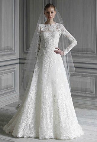 Robe de mariée longue manche dentelle