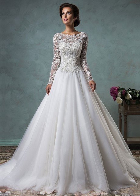 Robe de mariée manche longue en dentelle