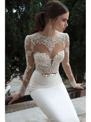 Robe de mariée manche longue en dentelle