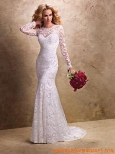 Robe de mariée manche longue en dentelle