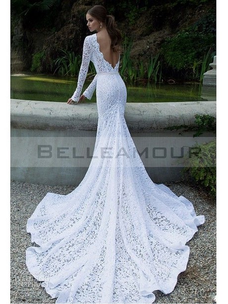 Robe de mariée manches longues dentelle