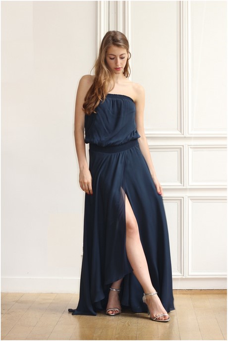 Robe longue bleu marine