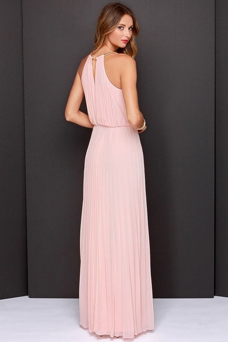 Robe longue rose poudré