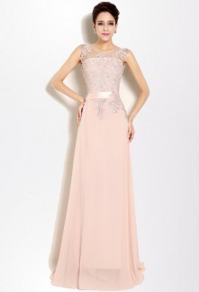 Robe longue rose poudré