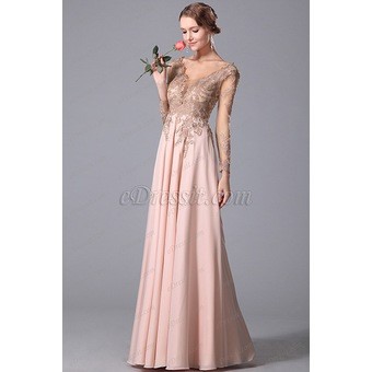 Robe longue rose poudré