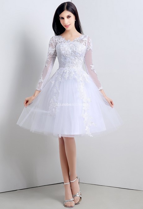 Robe mariée courte manches longues