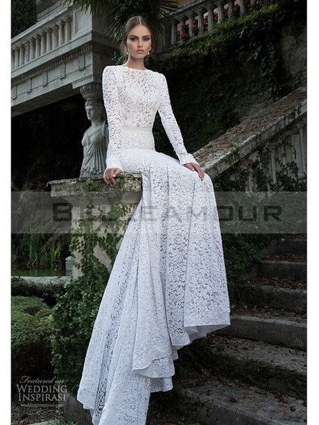 Robe mariée manche longue dentelle