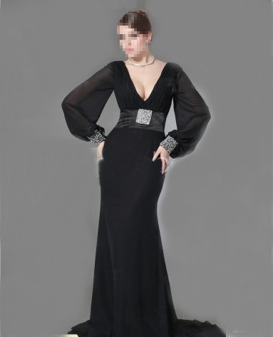 Robe noire longue avec manches