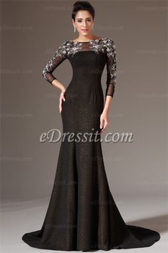 Robe noire longue avec manches