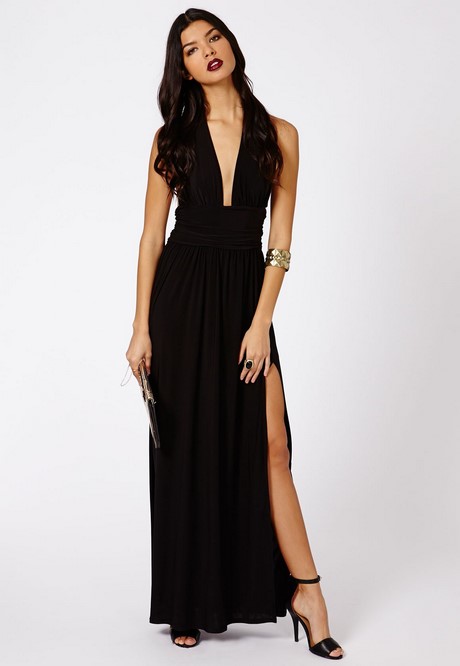 Robe noire longue fendue