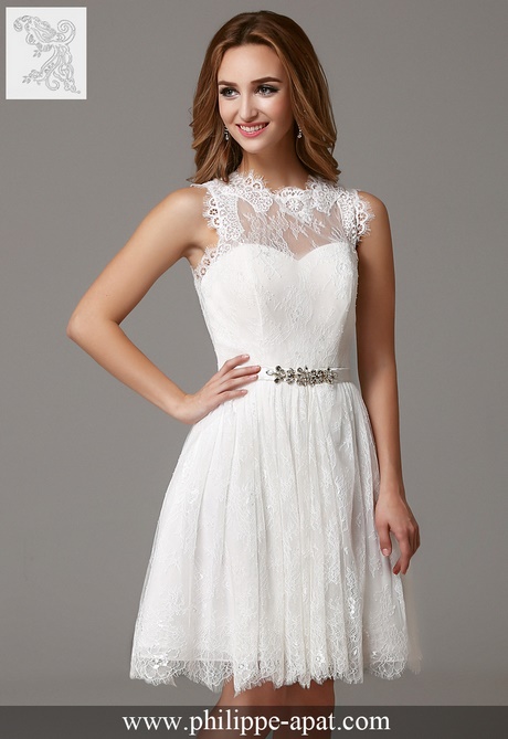 Robe blanche dentelle courte mariage