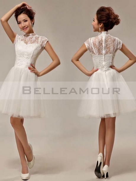 Robe blanche dentelle courte mariage