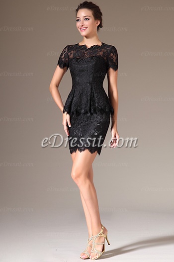 Robe cocktail courte droite