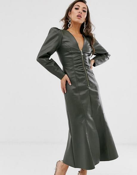 Robe mi longue simili cuir