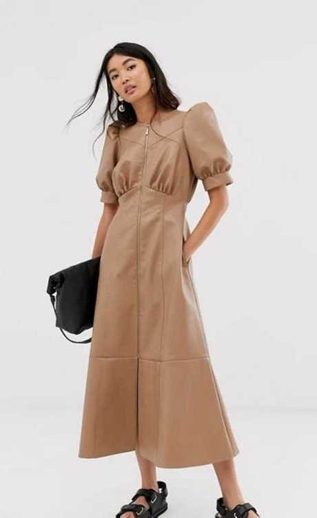 Robe mi longue simili cuir