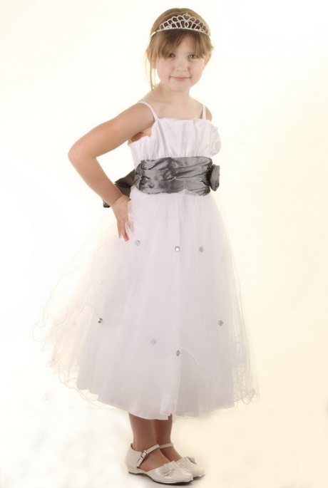 Robe ceremonie fille blanche et grise