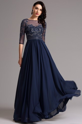 Robe bleu marine mi longue