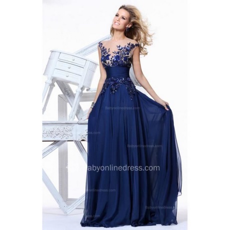 Robe de bal longue bleu