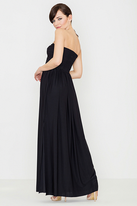 Robe longue fendue noire