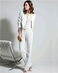 Pantalon tailleur femme blanc