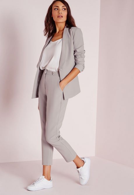 Pantalon tailleur femme gris