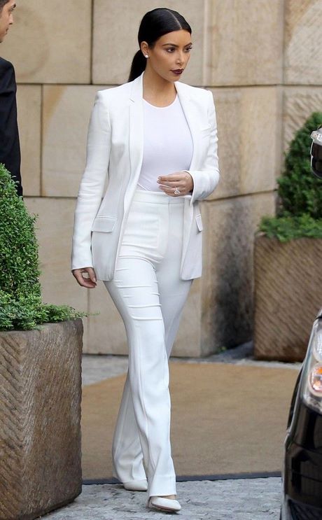 Tailleur pantalon blanc femme