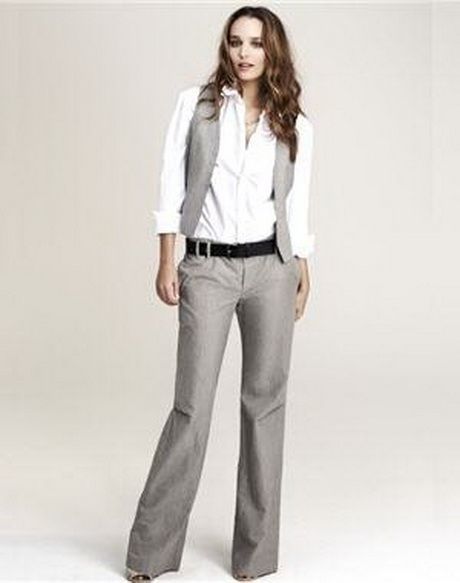 Tailleur pantalon femme gris clair