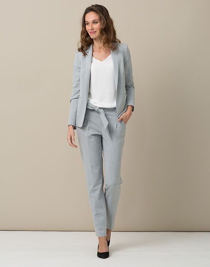 Tailleur pantalon femme gris perle