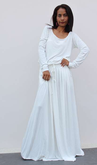 Robe blanche longue femme