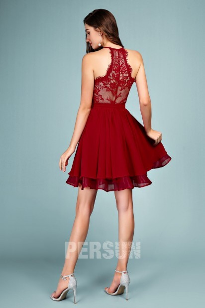 Robe de soiree en dentelle rouge